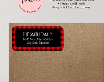 Etiquettes d'adresse à carreaux Buffalo Check à carreaux personnalisées