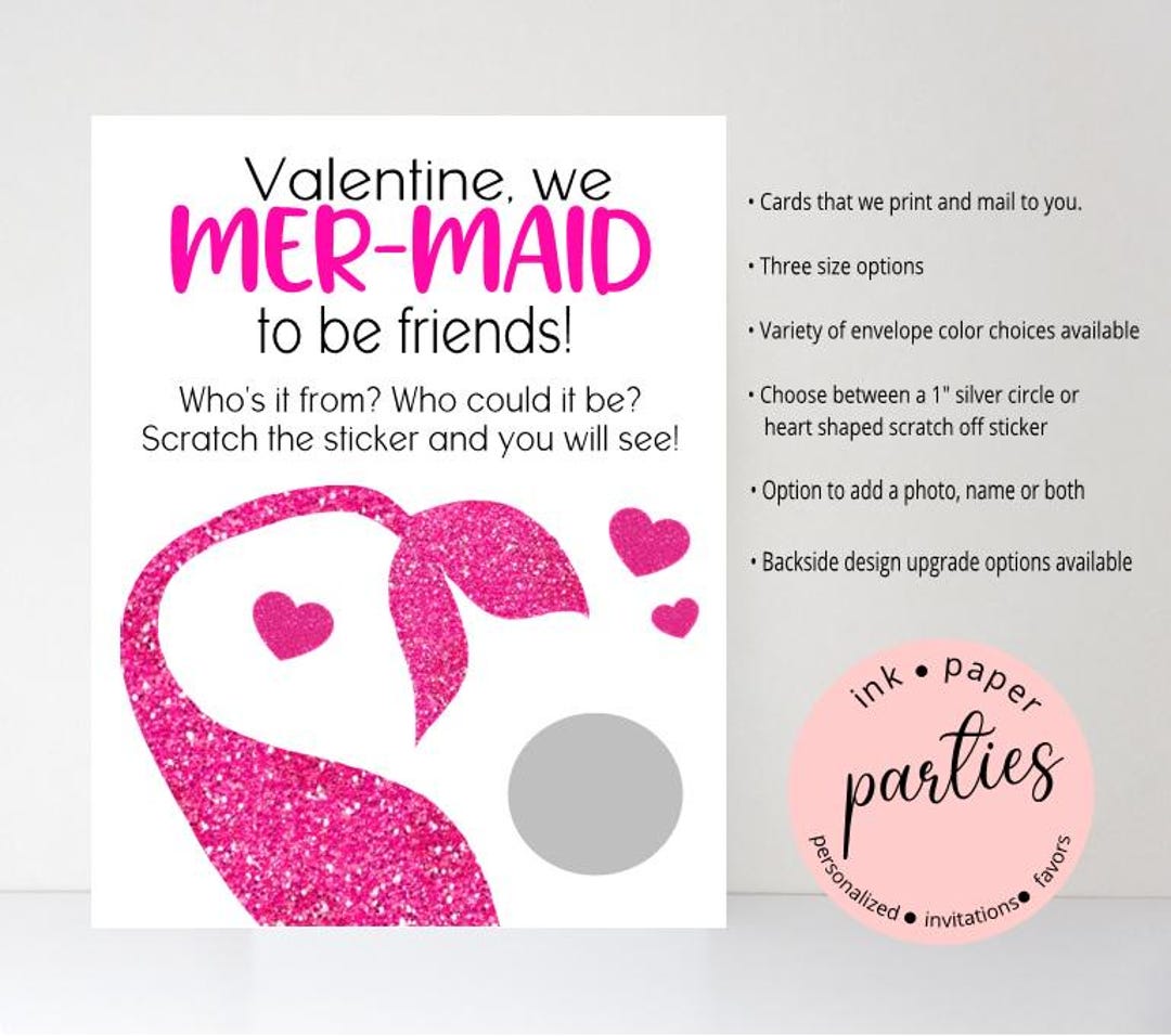Mermaid Valentines Card - Mermaid Valentine's Day Cards - Mermaid Kids ...