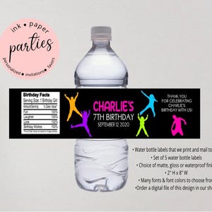 Jump Water Bottle Label - Trampoline Bottle Wrapper - Jump Party Favor -Bounce House Birthday Party - Jumping Water Bottle Labels Favors