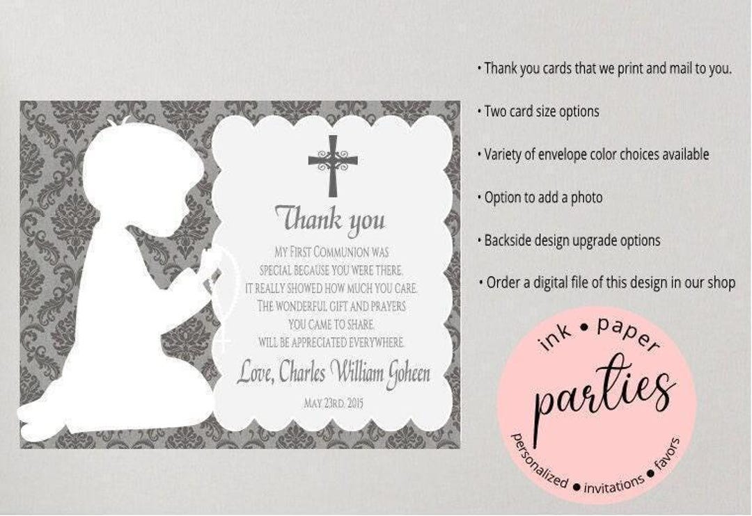 Communion Thank You Cards - Baptism Note Card - Confirmation Thank You ...