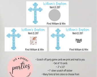 Your Photo ~ First Communion Baptism Confirmation Party Scratch Off Tickets Cards Favor Favors Game - We Print and Mail to you!