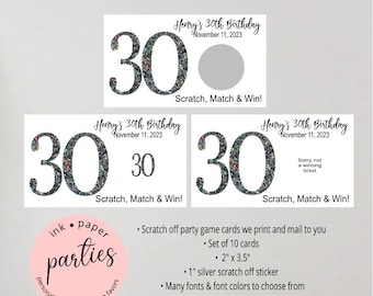 Birthday ~ANY AGE ~ Party Scratch Off Tickets Cards Favor Favors Game - We Print and Mail to you!