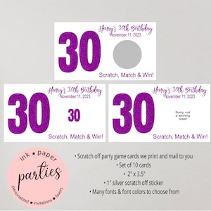 Birthday, Retirement, Anniversary ~ANY AGE ~ Party Scratch Off Tickets Cards Favor Favors Game - We Print and Mail to you!