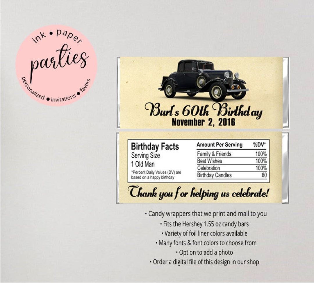 Classic Car Truck Vintage Antique Party Birthday Party Candy - Etsy