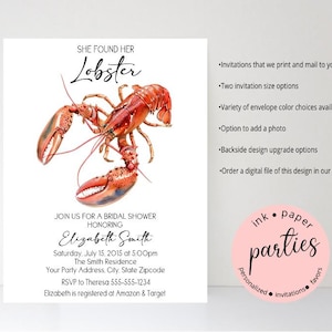 She Found Her Lobster Invitation - Lobster Bake Invitations - Lobster Boil Party Invitations - Bridal Shower Invitations - Wedding Shower