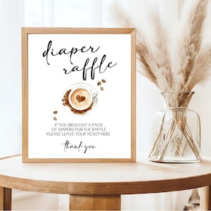 A Baby is Brewing - Coffee Baby Shower Diaper Raffle Sign - Baby Shower Diaper Raffle - Baby Shower Games Printable - Instant Download PDF