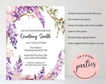 Wisteria Invitations - Flower Invitation - Bridal Shower, Baby Shower, Birthday, Garden Party Invitations - Floral Wisteria Party Invitation