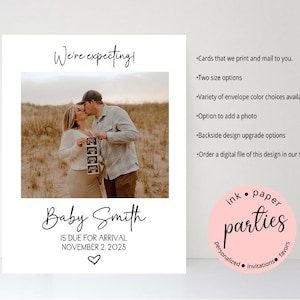 Baby Announcements - We&#39;re Expecting Announcement - We&#39;re Expecting Card - Pregnancy Announcement Cards - Personalized Baby Announcement