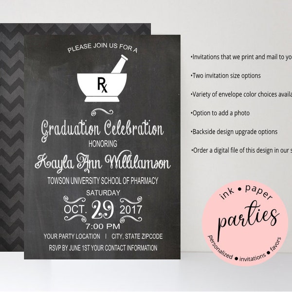 Pharmacy Graduation Party Invitations Etsy