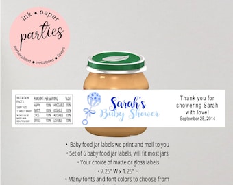 Rattle Baby Shower Gender Reveal Sprinkle Baby Food Jar Labels Party Favors Personalized Custom - We Print and Mail to you!