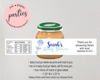 Rattle Baby Shower Gender Reveal Sprinkle Baby Food Jar Labels Party Favors Personalized Custom - We Print and Mail to you!