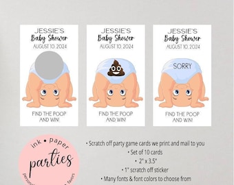 Baby Diaper Poop Scratch Off Cards - Oh Baby -Baby Shower Party Game - Scratch Off Tickets Cards - Personalized Scratch Off Cards Favors