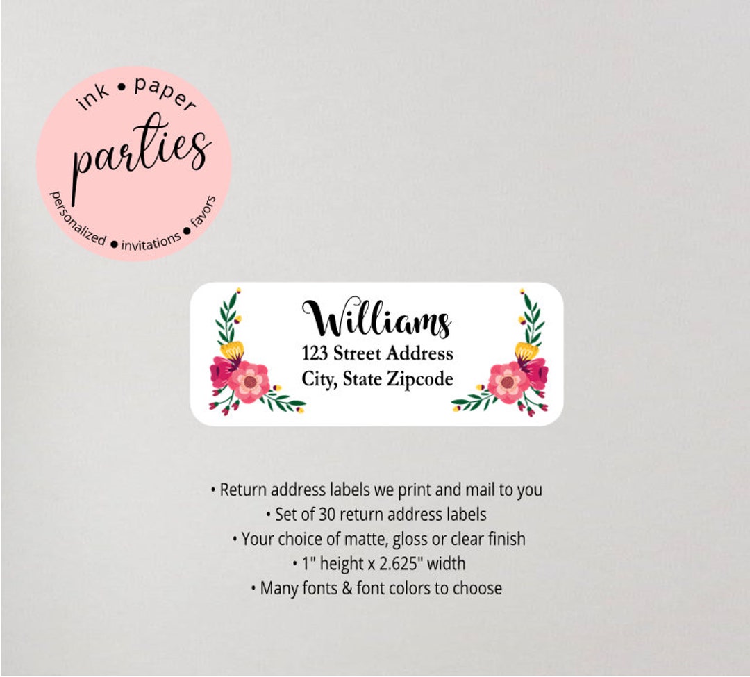 30 Personalized Return Address Labels – Flower Pot Design – 1x2.625 Matte Stickers
