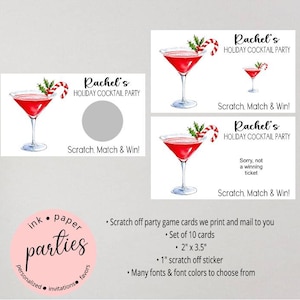 Christmas Cocktail Scratch Off Cards - Christmas Scratch off Tickets - Christmas Holiday Party Scratch Off Game - Christmas Party Card Favor