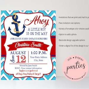 Sailor Nautical Birthday Printable Invitation, Ahoy Mateys