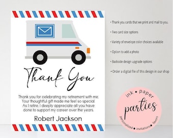 Retirement Thank You Cards - Retired Thank You Note Card - Photo Thank You Cards - Wedding, Bridal, Baby Shower, Birthday - Stationary Cards