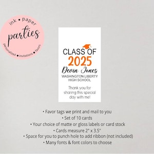 Graduation Favor Tag - Graduation Gift Tag, Graduation Party Favors - Graduate Party Favor - Thank You Tags - Graduation Thank You Tag