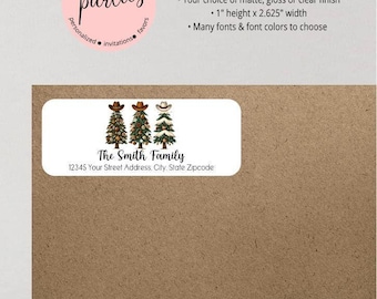 Christmas Return Address Labels, Christmas Address Labels - Holiday Address Labels - Cowboy Christmas Address Stickers - Western Christmas