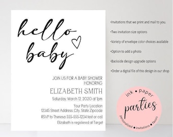 Hello Baby Invitation - Baby Shower, Couples Shower, Birthday - Personalized Bear Invitations - Personalized Baby Shower Invitation