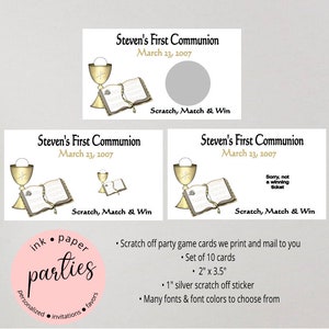 First Communion Scratch Off Cards - Chalice Scratch Off Card - First Holy Communion Scratch Off Favor - Party Communion Favors Game