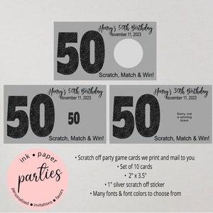 Birthday, Retirement, Anniversary ~ANY AGE ~ Party Scratch Off Tickets Cards Favor Favors Game - We Print and Mail to you!