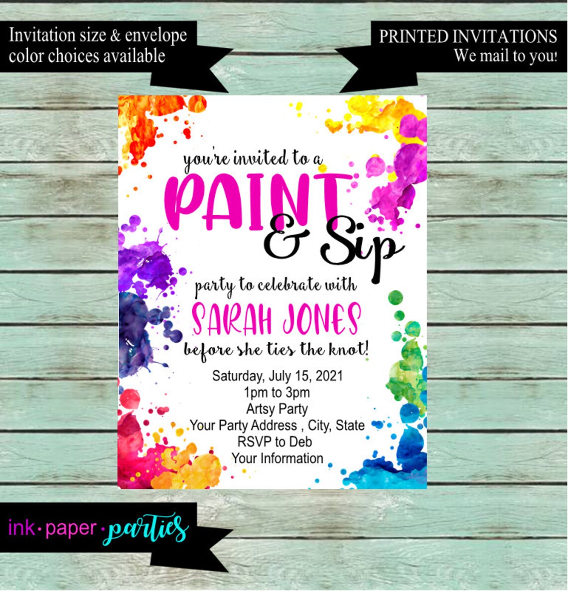 Paint and Sip Art Paint Painting Birthday Bridal Shower Party Etsy