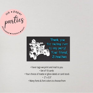 4 wheeler QUAD ATV Birthday Party Favors Favor Bag Tag Tags Card Cards Personalized Custom - We Print and Mail