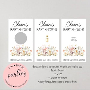 Boho Wildflowers, Flowers - Baby Shower, Birthday, Anniversary, Retirement, Shower, Wedding Favors - Party Game - Scratch Off Tickets Cards