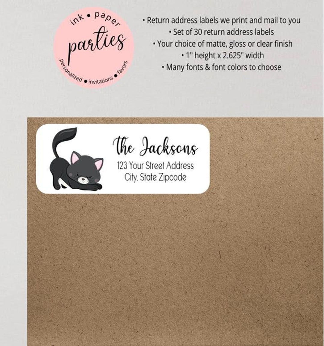 Cat Kitten Cats Pets Animals Return Address Labels Personalized Custom ...