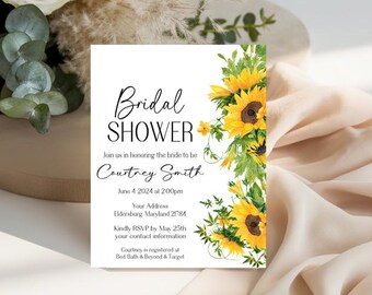 Sunflowers Invitation - Baby in Bloom Invitation - Sunflower Bridal Shower, Baby Shower, Birthday Party Invitations - Flowers Invitations
