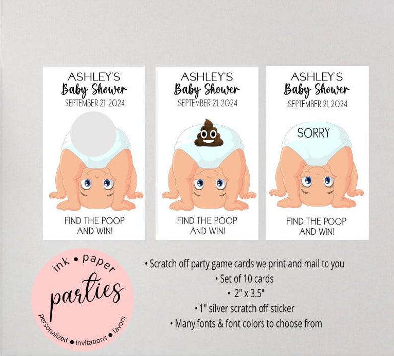 Poop Tickets Baby Diaper Poop Scratch off Cards - Oh Baby -baby Shower Party Game ...