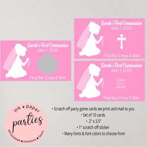 First Communion Scratch Off Cards - 1st Communion Scratch Off Card - First Holy Communion Scratch Off Favor - Personalized Favors Game
