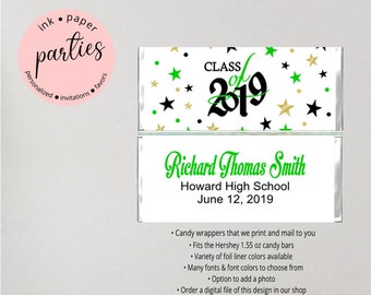 Graduation Graduate ~ ANY COLORS ~ Party Candy Wrappers Favors Personalized Custom Design ~ We Print and Mail to You