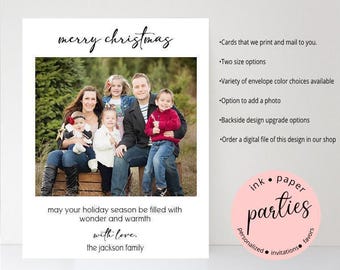 Cartes photo de Noël - Cartes de vœux - Cartes de Noël minimalistes - Cartes photo de Noël - Carte de Noël avec photo de famille - Carte de vœux moderne