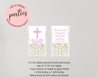 Cross Baptism Confirmation First Communion Party Candy Mints Mint Labels Favor Favors Personalized Custom