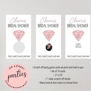 Engagement Diamond Ring - Bride To Be - Bridal Shower, Bachelorette, Wedding Favors - Party Game - Scratch Off Tickets Cards