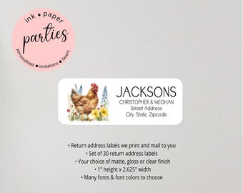 Chicken Farm Return Address Labels Personalized Custom