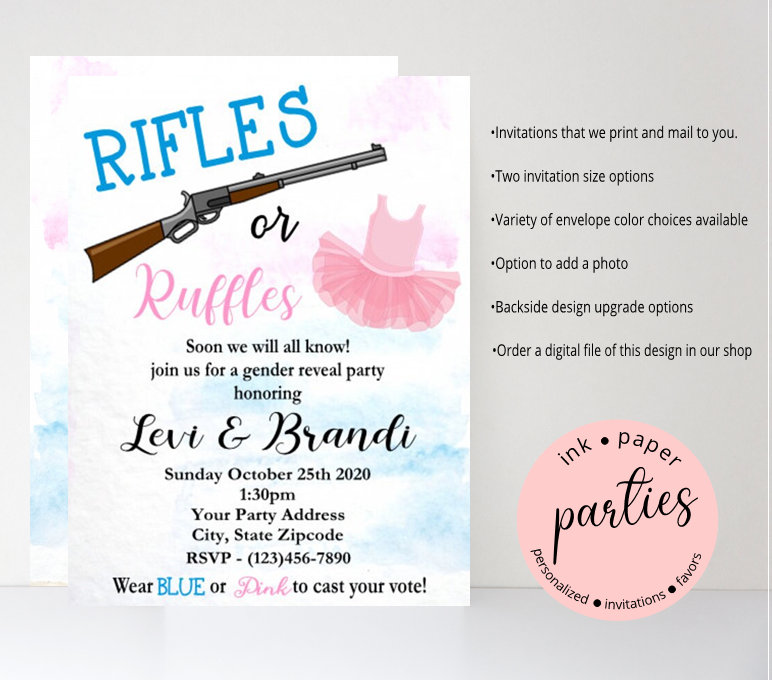Rifle or Ruffles Team Pink or Blue Baby Shower Gender Reveal - Etsy