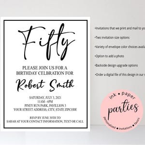 Milestone Birthday Invitations - Milestone Birthday Invitation - Milestone Birthday, 30th, 40th, 50th, 60th, 70th, 80th Party Invitation
