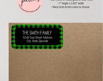 Etiquettes d'adresse à carreaux Buffalo Check à carreaux personnalisées