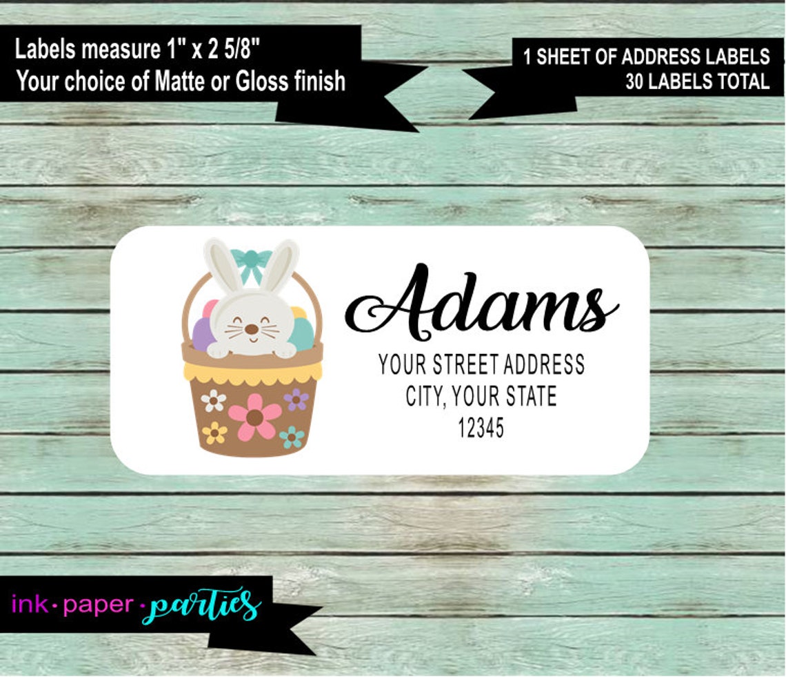 Easter Bunny Rabbit Return Address Labels Personalized Custom Etsy