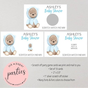 Teddy Bear Scratch Off Cards - Baby Shower Party Game - Scratch Off Tickets - Baby Shower Scratch Off Card - Personalized Baby Shower Ticket