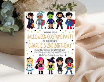 Halloween Invitations - Halloween Costume Party Invitation - Halloween Birthday Party Invitation - Personalized Halloween Kids Party Invites