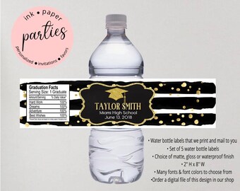 Graduation Water Bottle Labels - Graduate Party Favor Label - Graduation Water Bottle Party Labels - Graduation Labels - Graduation Favors