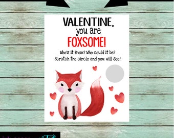 Fox Woodland Valentine's Day Kids Valentine Scratch Off Cards Tickets Party Favors Gifts School Class Personalized Custom