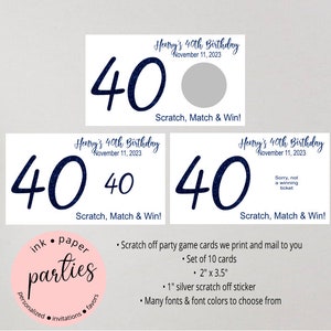 Birthday, Retirement, Anniversary ~ANY AGE ~ Party Scratch Off Tickets Cards Favor Favors Game - We Print and Mail to you!