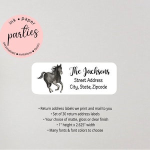 Horse Pony Farm Animals Pets Pet Return Address Labels Personalized Custom ~ We Print and Mail to You