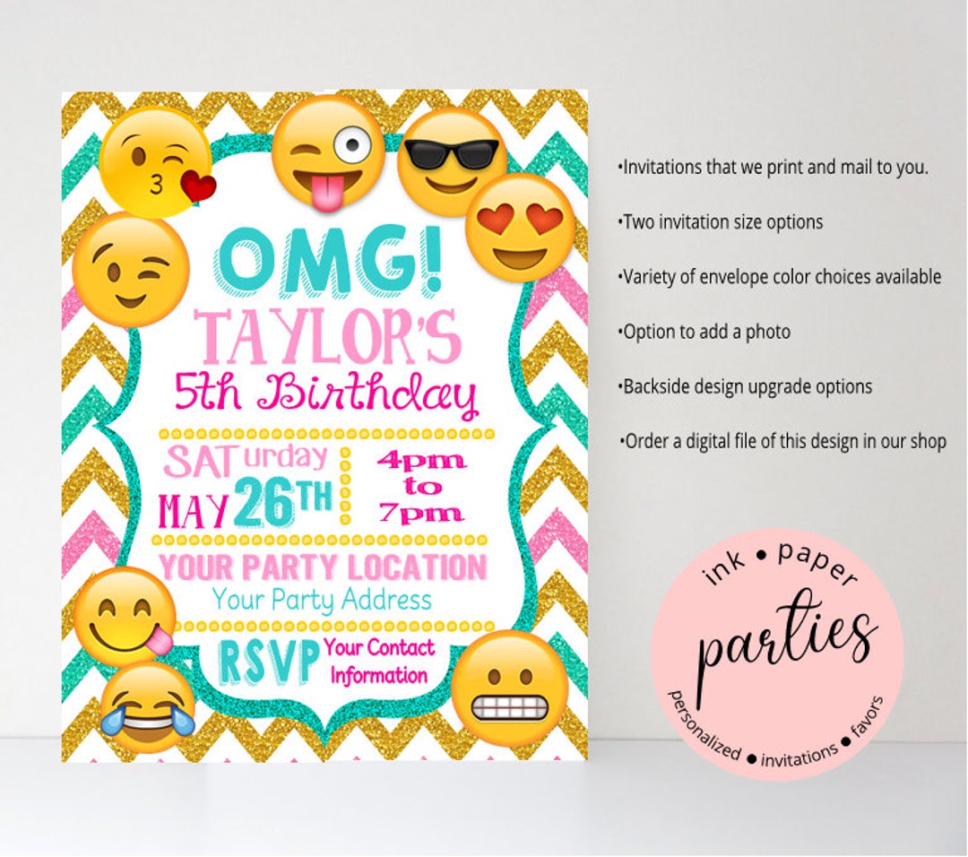 Emojicons Emoji Emojis Poop Birthday Party Invitations Invites ...