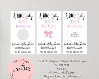 Little Lady Baby Shower Gender Reveal Sprinkle Party Scratch Off Tickets Cards Favor Favors Game - We Print and Mail to you!