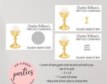 First Communion Scratch Off Cards - Chalice Scratch Off Card - First Holy Communion Scratch Off Favor - Party Communion Favors Game